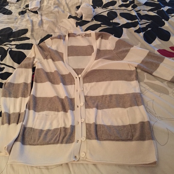 Khaki and cream cardigan