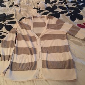 Khaki and cream cardigan