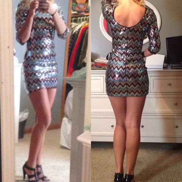 Chevron Sequin Dress - Picture 1 of 2