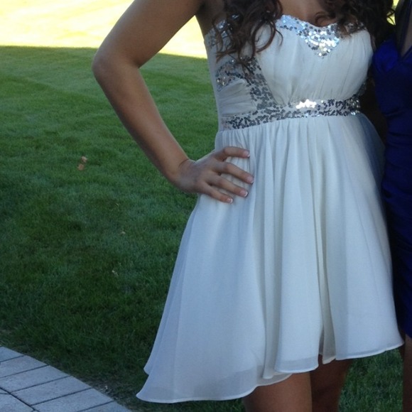 Super Cute White High-Low Poofy Homecoming Dress