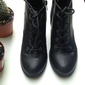 Black Laced Up Ankle Boots