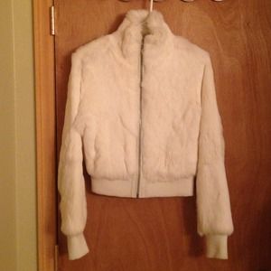 White rabbit fur coat