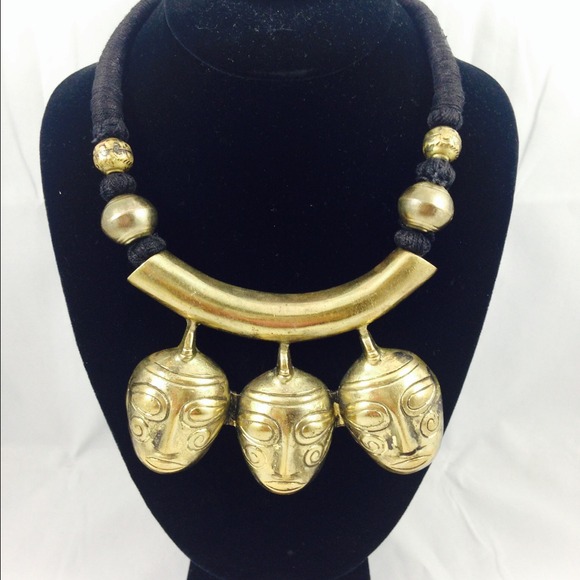 Statement Brass Three Head Necklace!