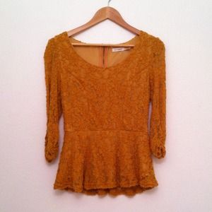 Mustard lace peplum top