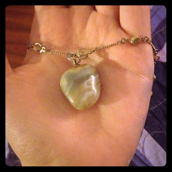 Hippie gold necklace with large stone