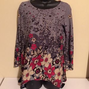Gray Flower Sweater