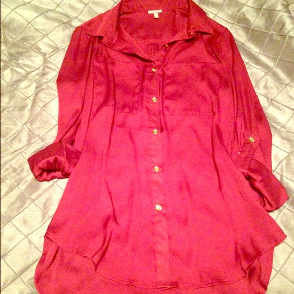 Maroon sheer top