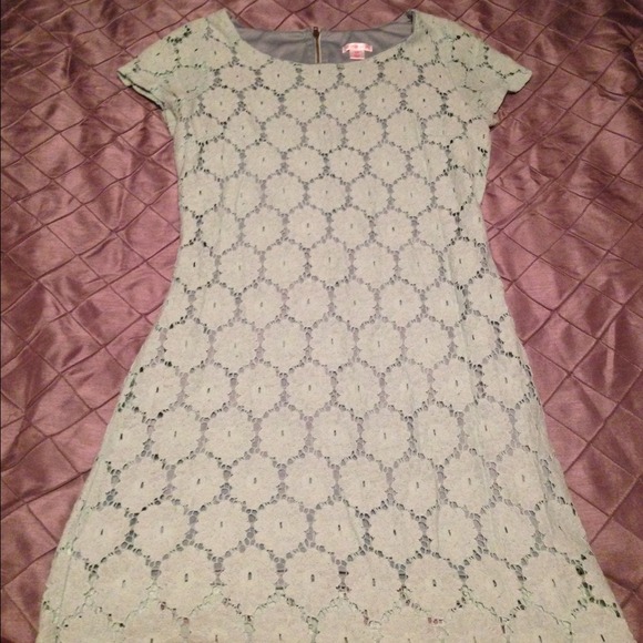 Teal lace dress.