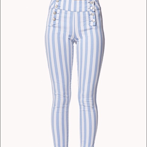 Horizontal striped high-waisted Forever 21 Pants - Picture 1 of 2
