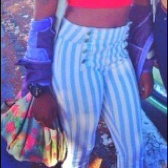 Horizontal striped high-waisted Forever 21 Pants - Picture 2 of 2