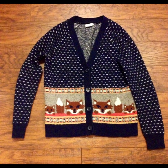 Fox sweater cardigan blue