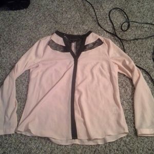 Silky light pink dress top with lace