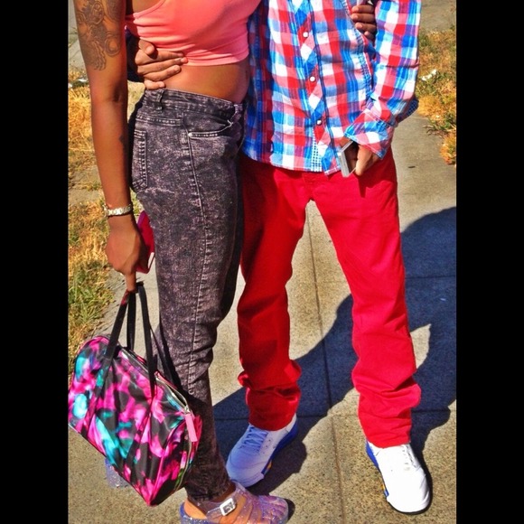 Black/purple acid wash pants - Picture 2 of 4