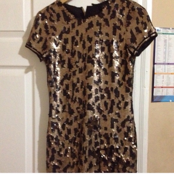 BCBG gold leopard sequence dress XXS - Picture 2 of 4