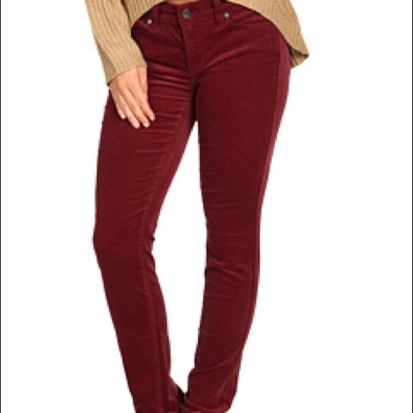 Red corduroy straight leg skinny jeans - Picture 1 of 3