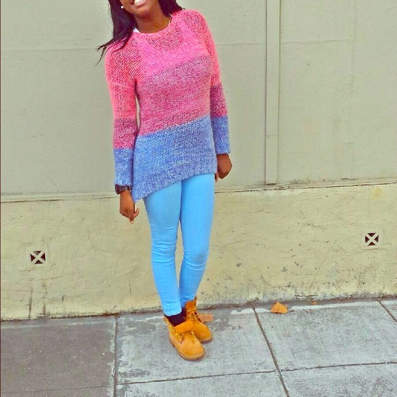 Blue purple and pink ombre knit sweater - Picture 1 of 4