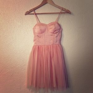 Light Pink Silk Dress with tulle skirt