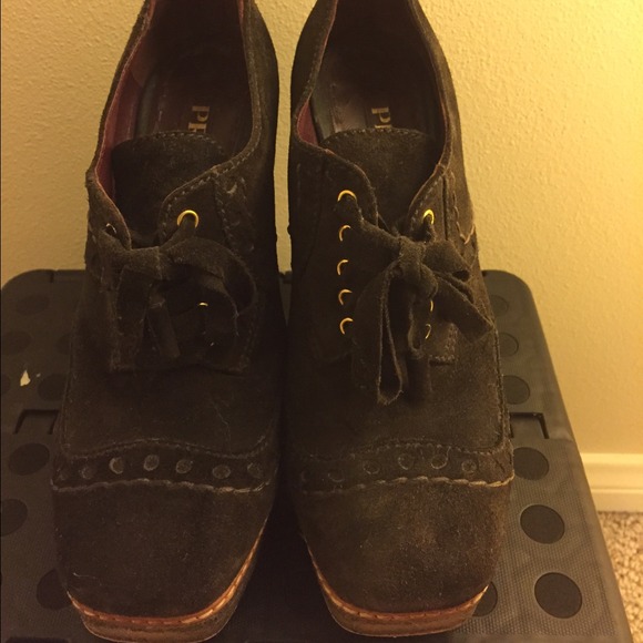 Prada Suede booties in dark brown