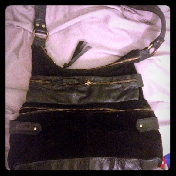 Dark matter by Knox suede n leather bag