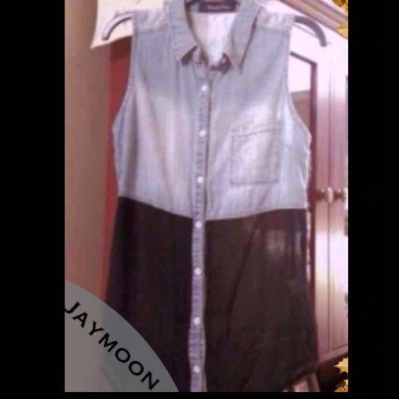 🔴SOLD🔴Chambray an sheer black high low top