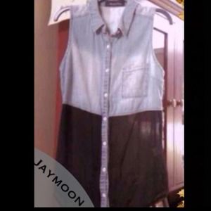 🔴SOLD🔴Chambray an sheer black high low top