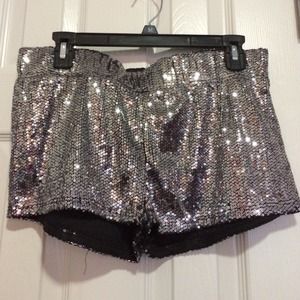 Silver sequin shorts