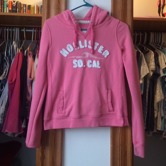 Pink Hollister hoodie.