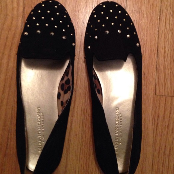 Christian Siriano black studded flats