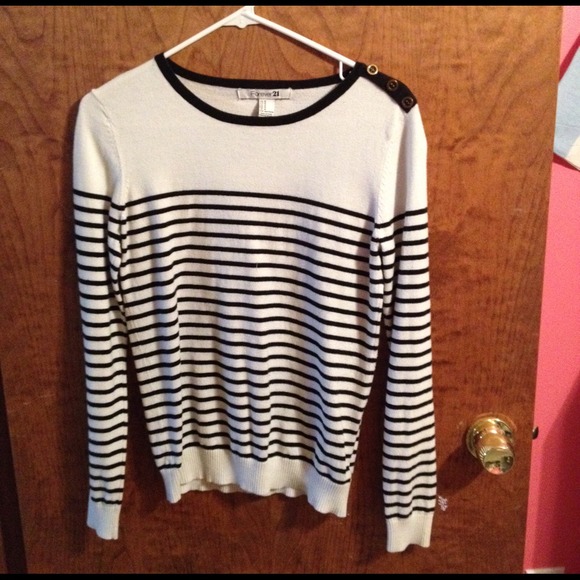 Navy Blue & White Stripped Sweater - Picture 1 of 2