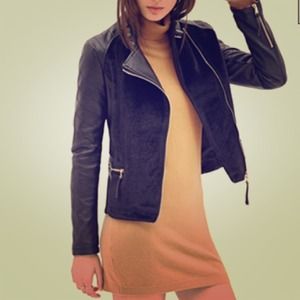 Faux fur biker jacket