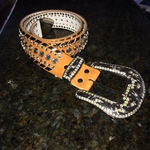 Tan Belt with Studs and Stones