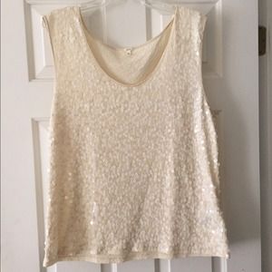 Off white sequined J crew tank