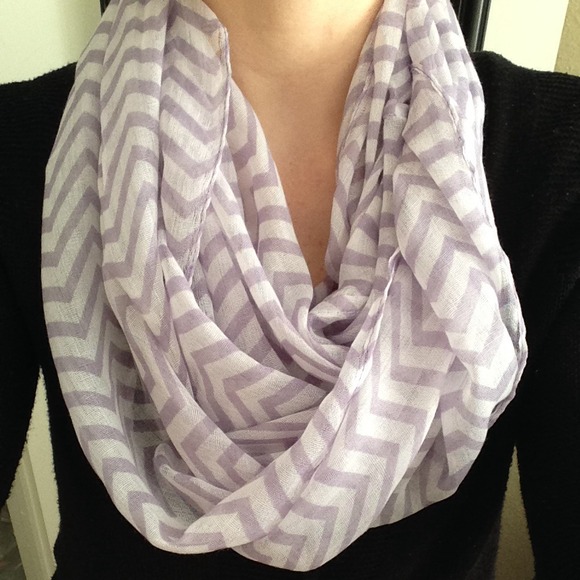 Purple & White Chevron infinity scarf