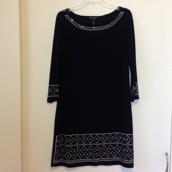 Holiday black, gold and silver dress