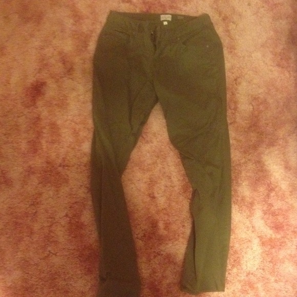 Olive colored denim pants