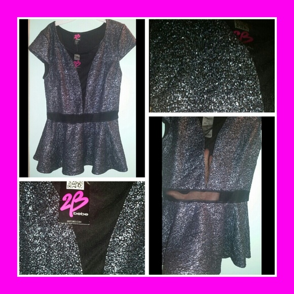 2B bebe crinkle peplum top with mesh