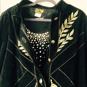 Black Suede Jacket with amazing Gold Embellishment