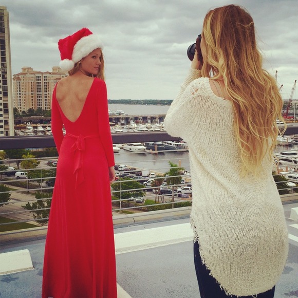 Red maxi dress