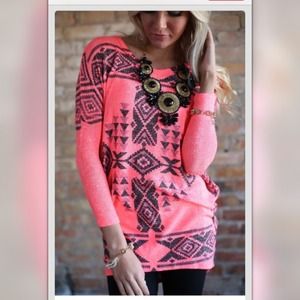 YEAR END CLOSE OUT AZTEC Neon Pink tunic