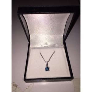 Blue zircon necklace
