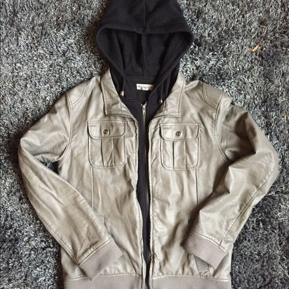 CHARLES AND HALF mens GRAY pleather jacket