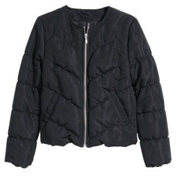 Collarless padded jacket