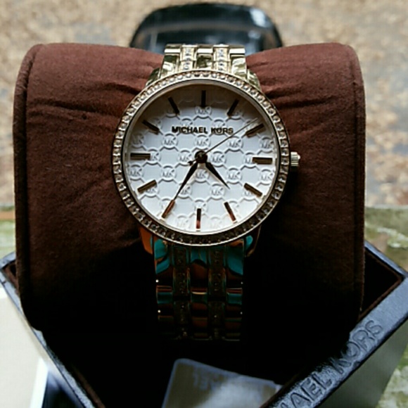 Michael kors gold tone nini logo watch