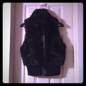 NWT Joujou faux fur and leather black vest.