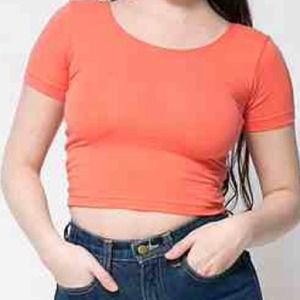 American Apparel Orange Cotton Spandex Crop Top