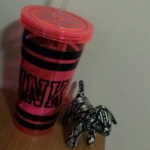PINK tumbler and dog