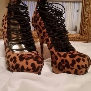 8.5 Strappy Leopard print high heels