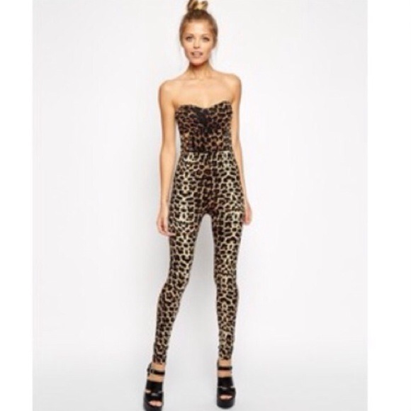 ASOS Pants - ASOS LEOPARD PRINT BANDEAU BODYSUIT