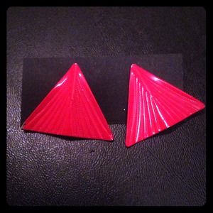 Vintage red triangle earrings