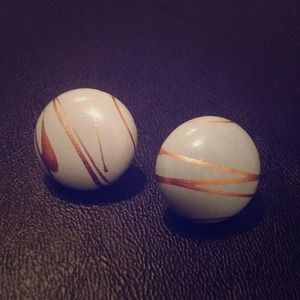 Baby blue vintage earrings with gold accent